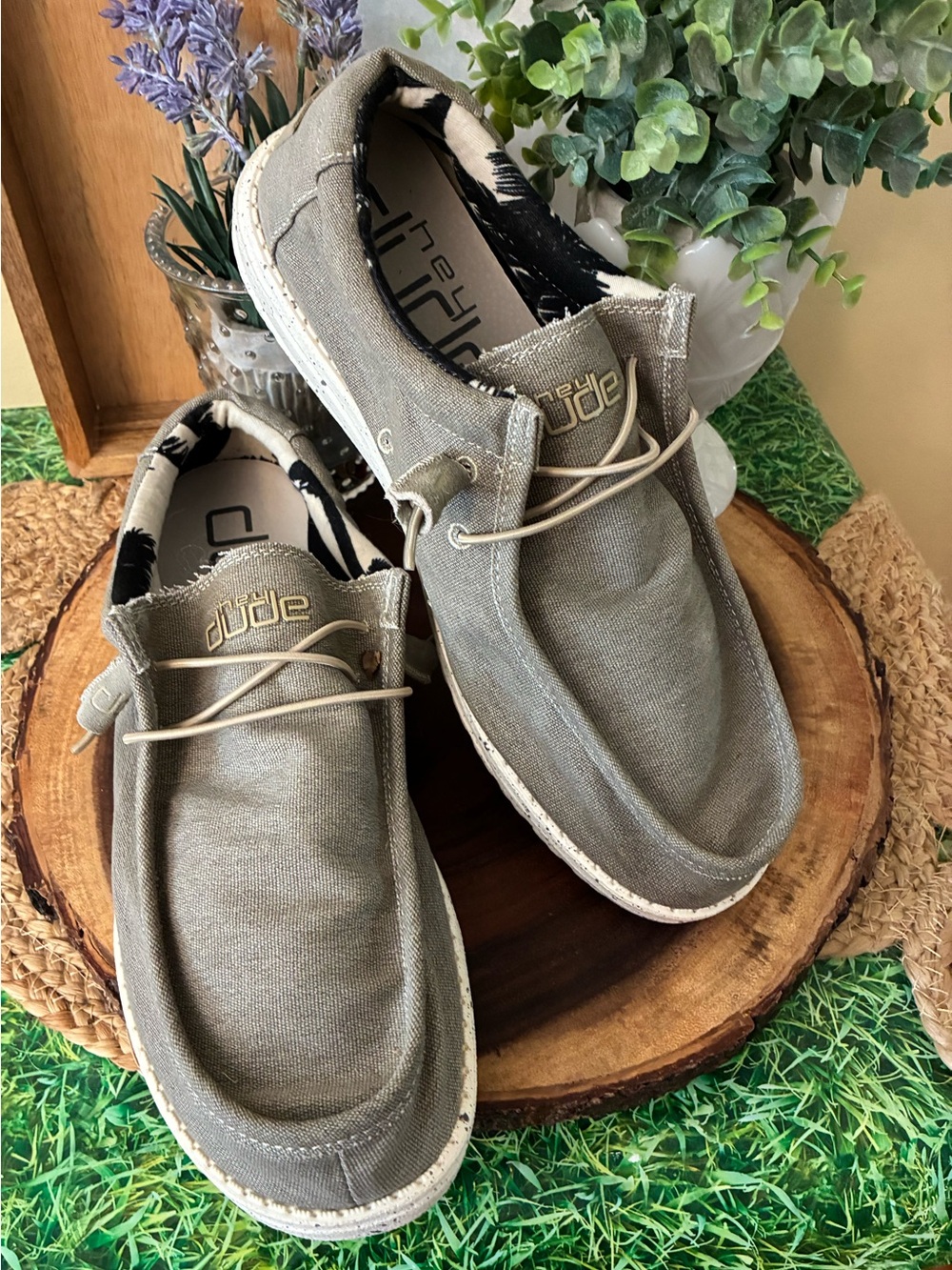 Hey Dude Canvas Slip-On Loafers in Beige